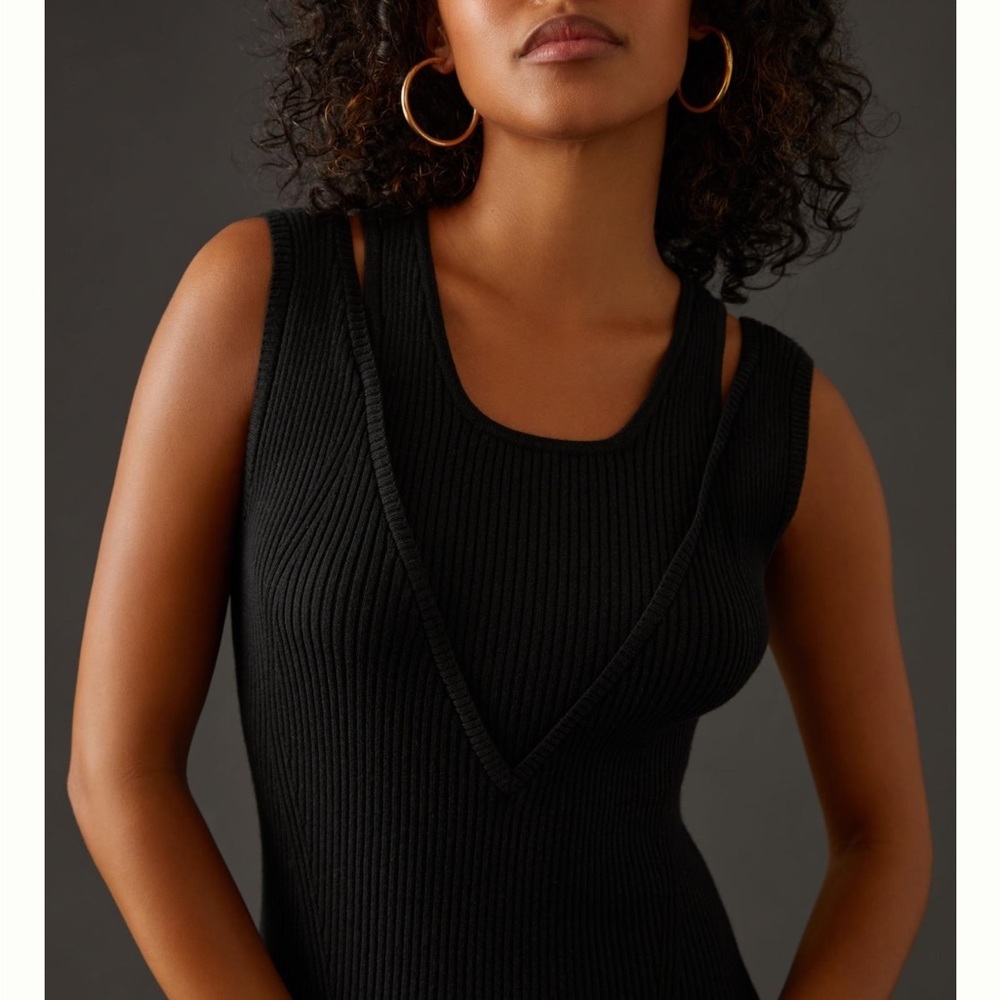 Anthropologie Favorite Daughter The Gemini Dress Midi Black Summer Resort ANTHRO - Picture 6 of 7